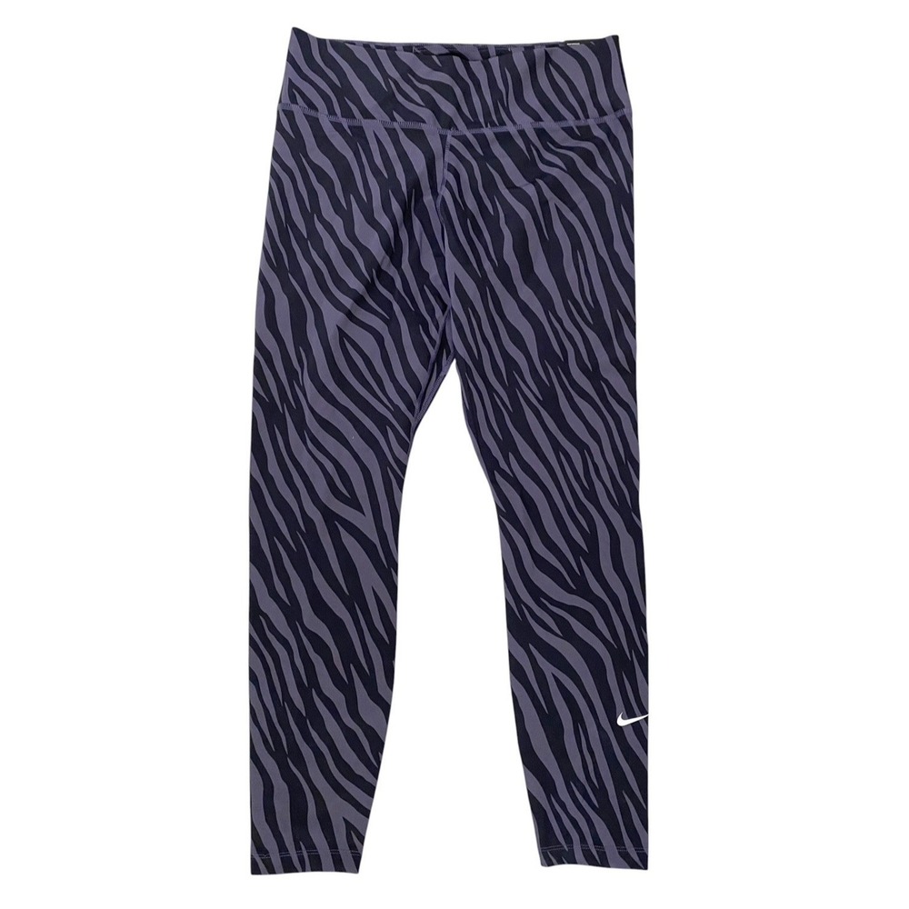 NEW Nike Womens Zebra Print Performance Leggings Size Large Purple & Black NWT